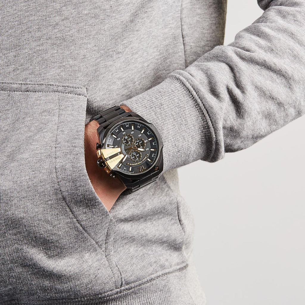Diesel DZ4338 Mega Chief Chronograph Men's Watch – Black Dial & Black Stainless Steel Strap