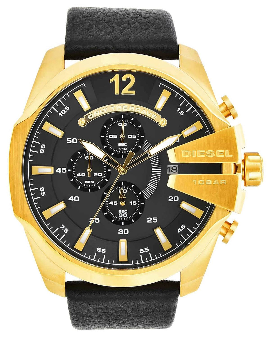 Diesel DZ4344 Mega Chief Chronograph Men's Watch – Black Dial & Black Leather Strap