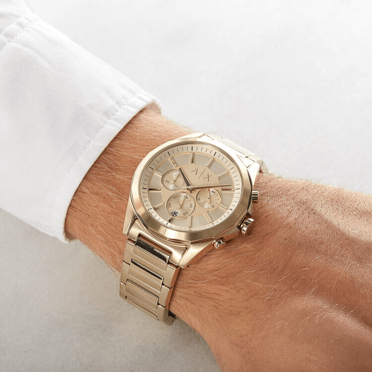 Armani Exchange Drexler AX2602 Men's Chronograph Watch – Gold Dial with Gold Stainless Steel Strap