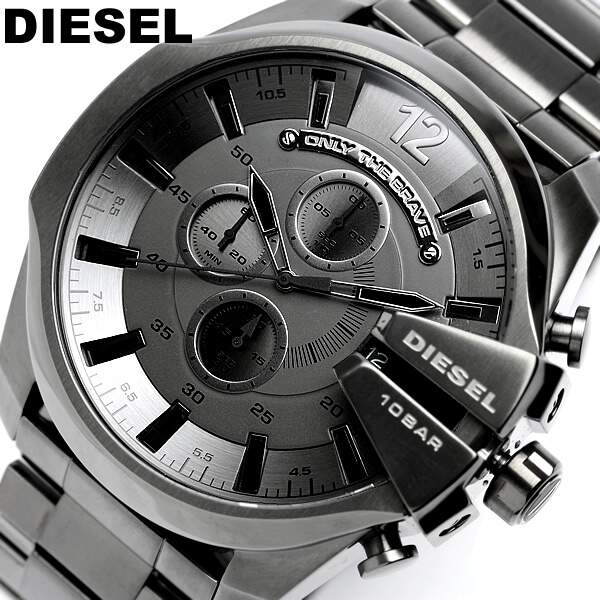 Diesel DZ4282 Mega Chief Chronograph Men's Watch – Grey Dial & Grey Stainless Steel Strap