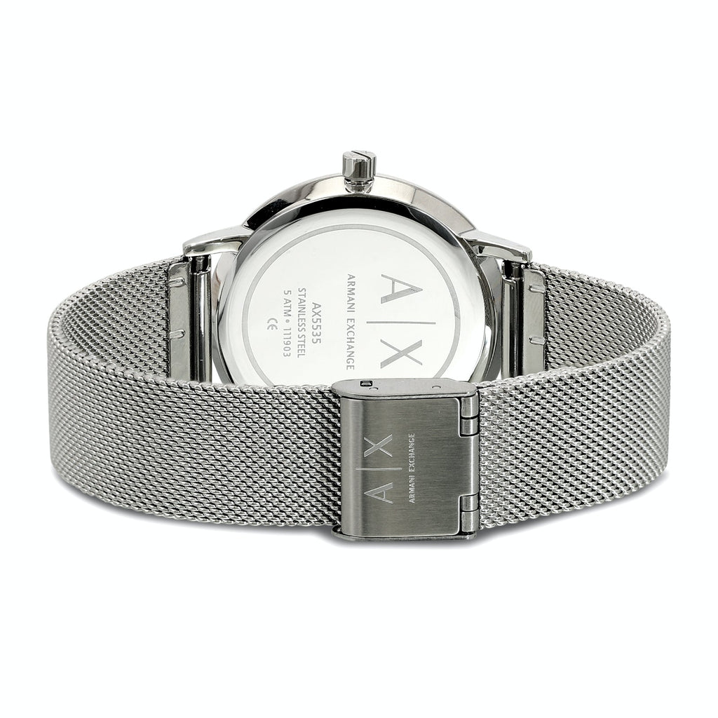 Armani Exchange Cayde AX2714 Men's Chronograph – Black Dial with Silver Mesh Stainless Steel Strap
