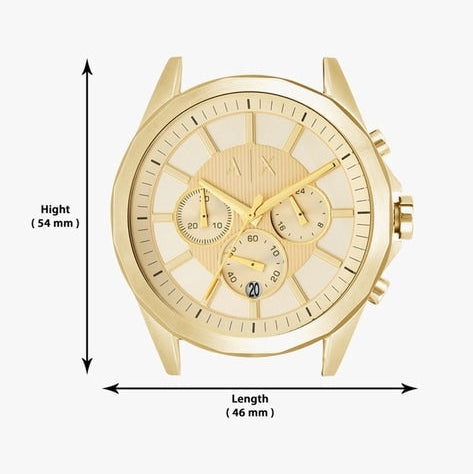 Armani Exchange Drexler AX2602 Men's Chronograph Watch – Gold Dial with Gold Stainless Steel Strap