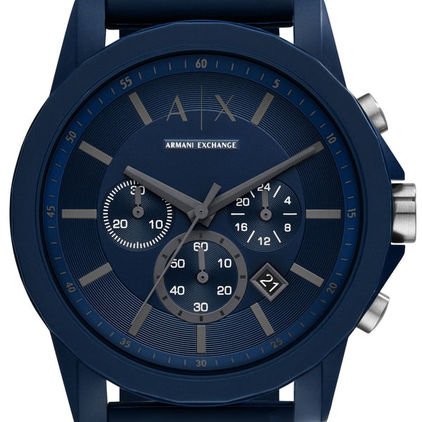 Armani Exchange Outerbanks AX7128 Men's Chronograph Watch – Blue Dial with Blue Silicone Strap