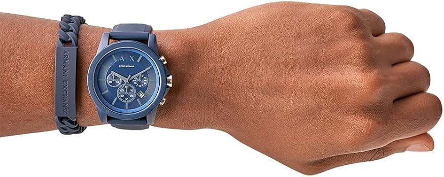 Armani Exchange Outerbanks AX7128 Men's Chronograph Watch – Blue Dial with Blue Silicone Strap