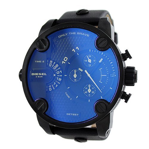 Diesel DZ7257 Little Daddy Chronograph Men's Watch – Blue Dial & Black Leather StrapDiesel DZ7257 Little Daddy Chronograph Men's Watch – Blue Dial & Black Leather Strap