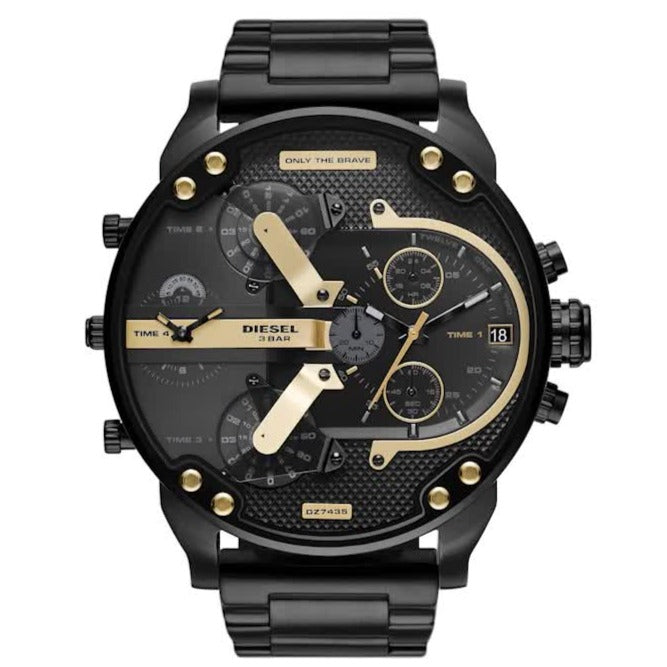 Diesel DZ7435 Mr. Daddy 2.0 Chronograph Men's Watch – Black Dial & Black Stainless Steel Strap