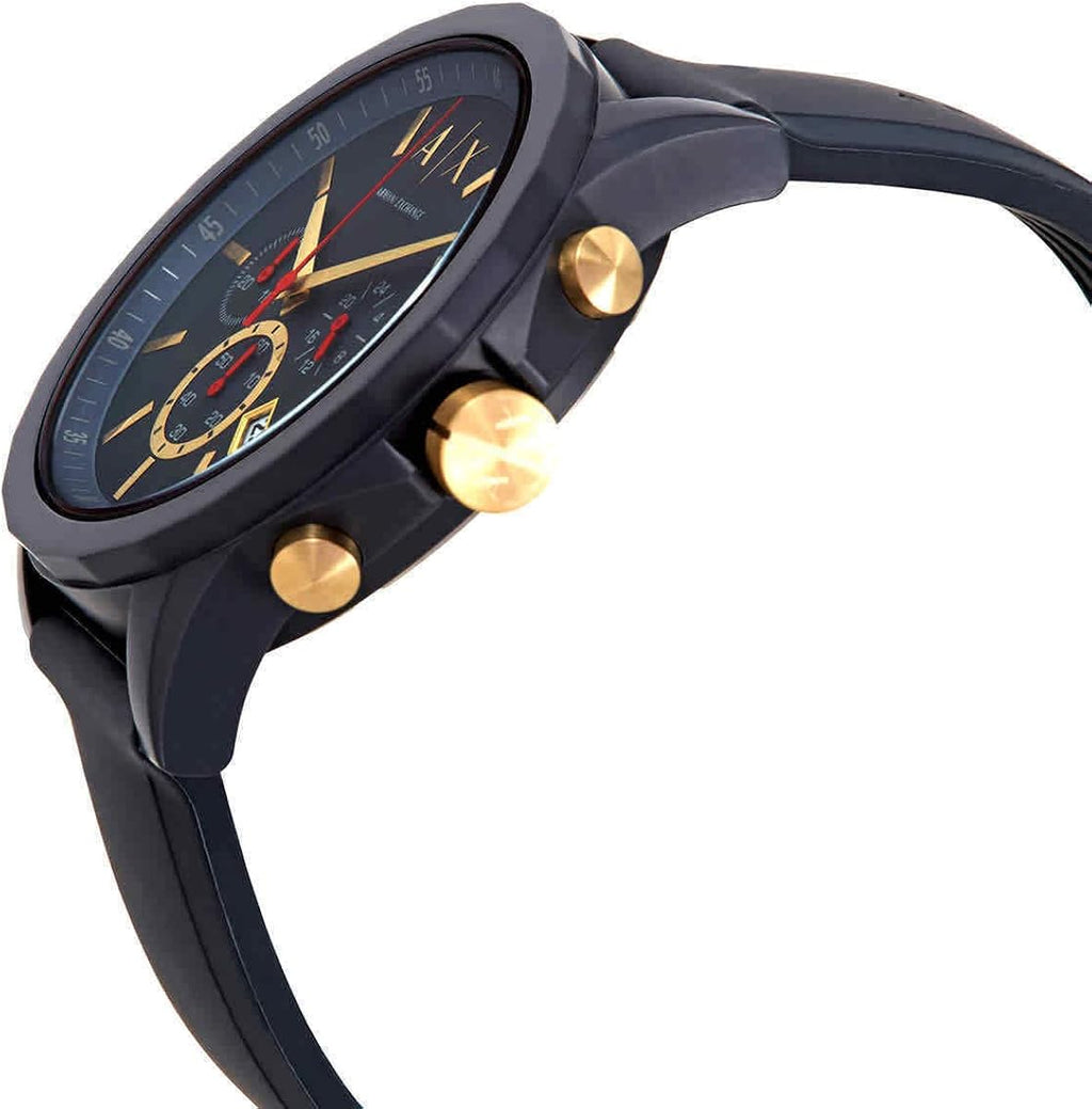 Armani Exchange Outerbanks AX1335 Men's Chronograph Watch – Blue Dial with Blue Silicone Strap