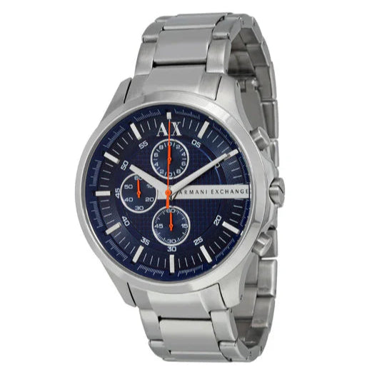 Armani Exchange Hampton AX2155 Men's Chronograph Watch – Blue Dial with Silver Stainless Steel Strap