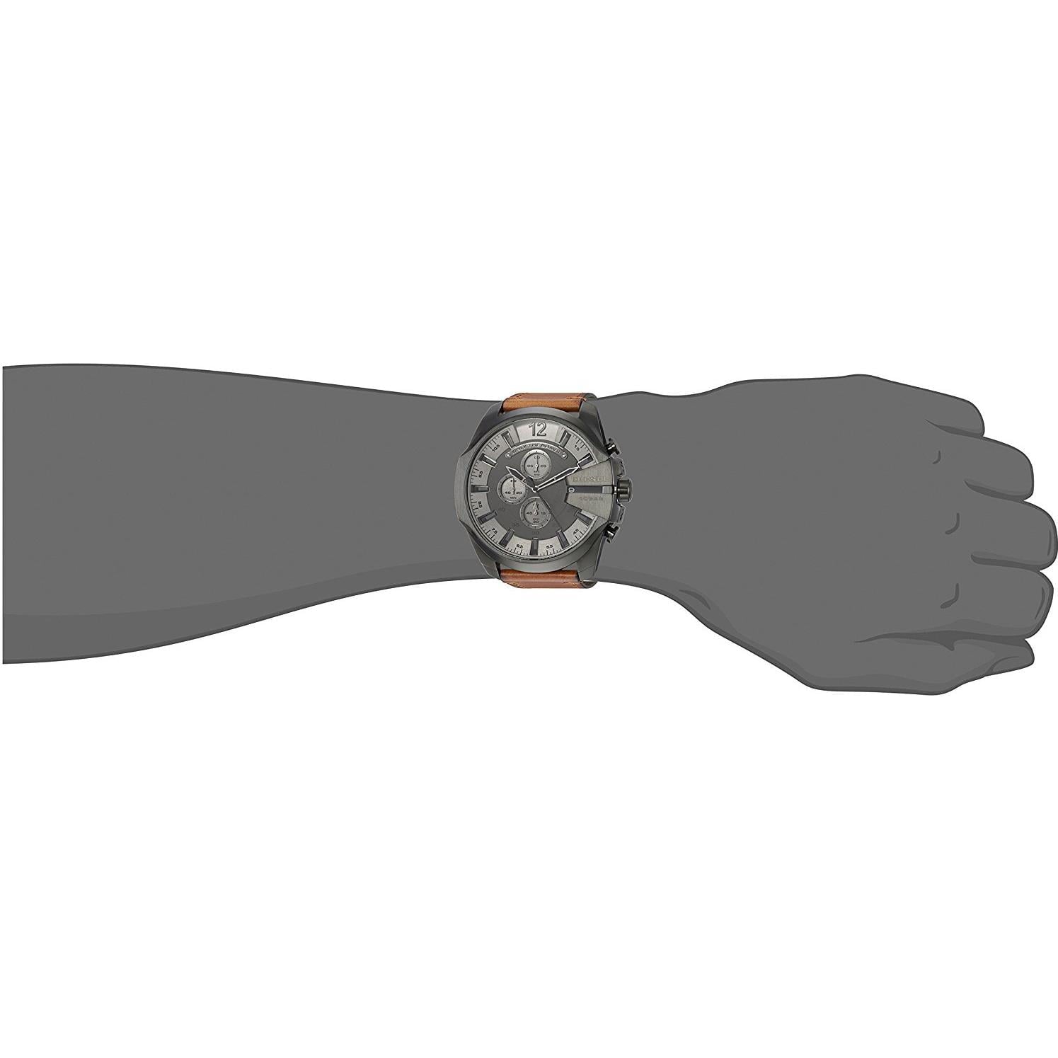 Diesel DZ4463 Mega Chief Chronograph Men's Watch – Grey Dial & Brown Leather Strap