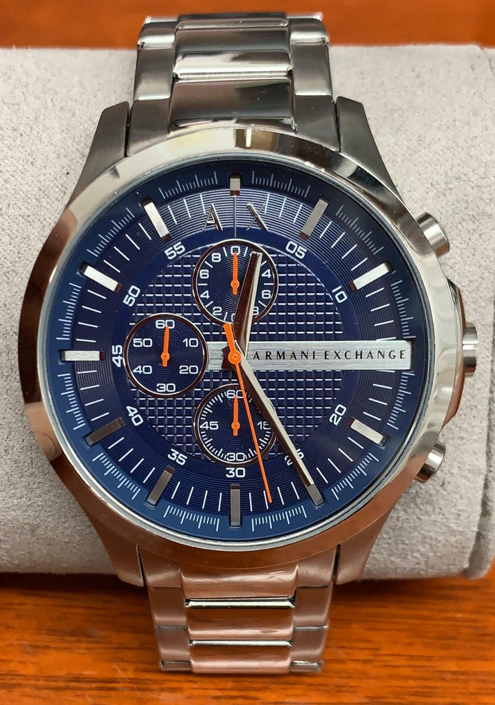 Armani Exchange Hampton AX2155 Men's Chronograph Watch – Blue Dial with Silver Stainless Steel Strap