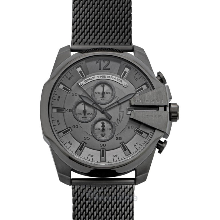 Diesel DZ4527 Mega Chief Chronograph Men's Watch – Black Dial & Black Mesh Strap