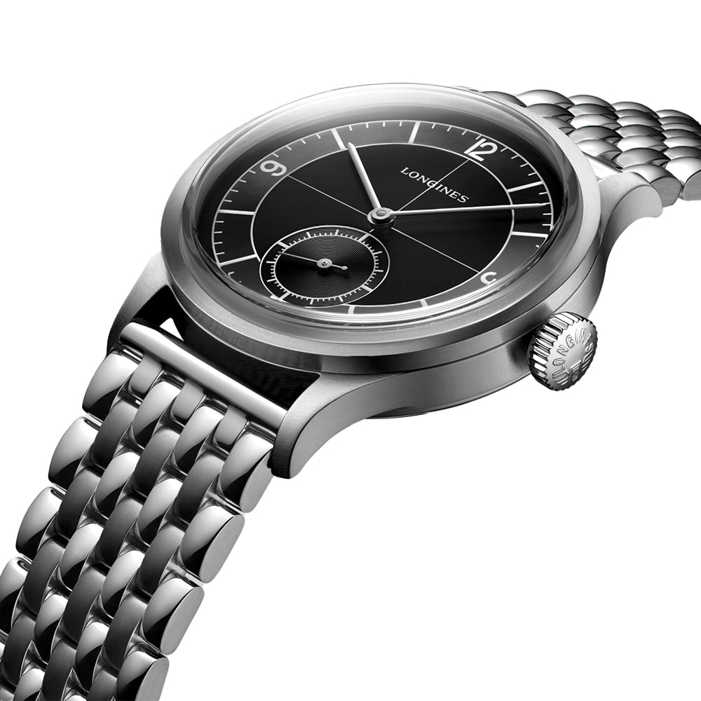 longines Heritage Classic Sector Dial 38.5mm - Black on Bracelet