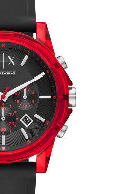 Armani Exchange Outerbanks AX1338 Men's Chronograph Watch – Black Dial with Black Silicone Strap
