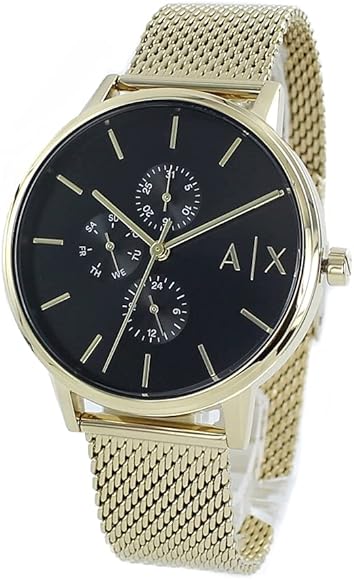 Armani Exchange Cayde AX2715 Men's Chronograph – Black Dial with Gold Mesh Stainless Steel Strap