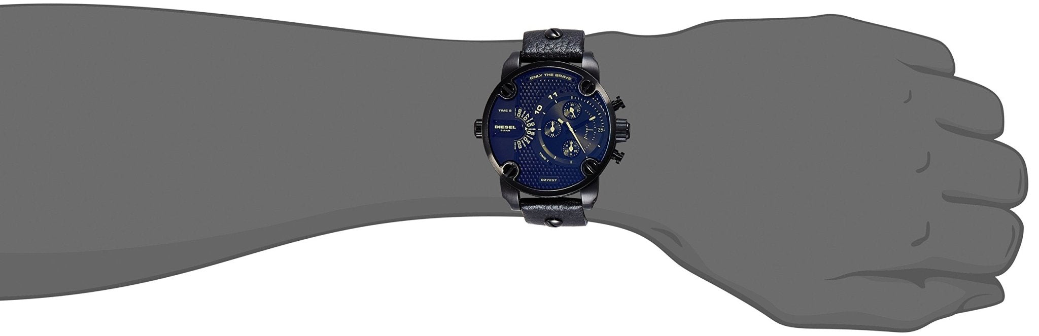 Diesel DZ7257 Little Daddy Chronograph Men's Watch – Blue Dial & Black Leather StrapDiesel DZ7257 Little Daddy Chronograph Men's Watch – Blue Dial & Black Leather Strap
