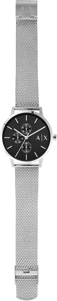 Armani Exchange Cayde AX2714 Men's Chronograph – Black Dial with Silver Mesh Stainless Steel Strap