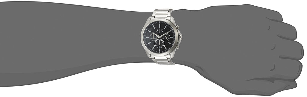 Armani Exchange Drexler AX2600 Men's Chronograph Watch – Black Dial with Silver Stainless Steel Strap