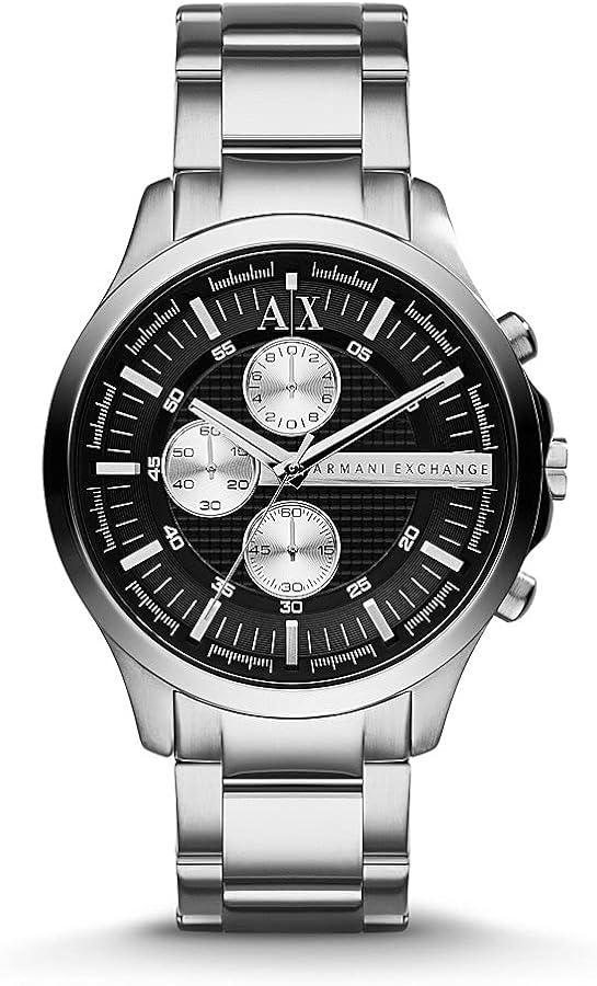 Armani Exchange Hampton AX2152 Men's Chronograph Watch – Black Dial with Silver Stainless Steel Strap