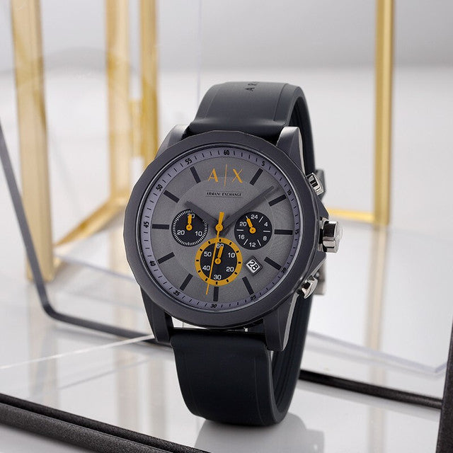 Armani Exchange Outerbanks AX7123 Men's Chronograph Watch – Grey Dial with Grey Silicone Strap