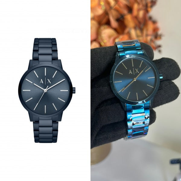 Armani Exchange Cayde AX2702 Men's Analog Watch – Blue Dial with Matching Blue Stainless Steel Strap
