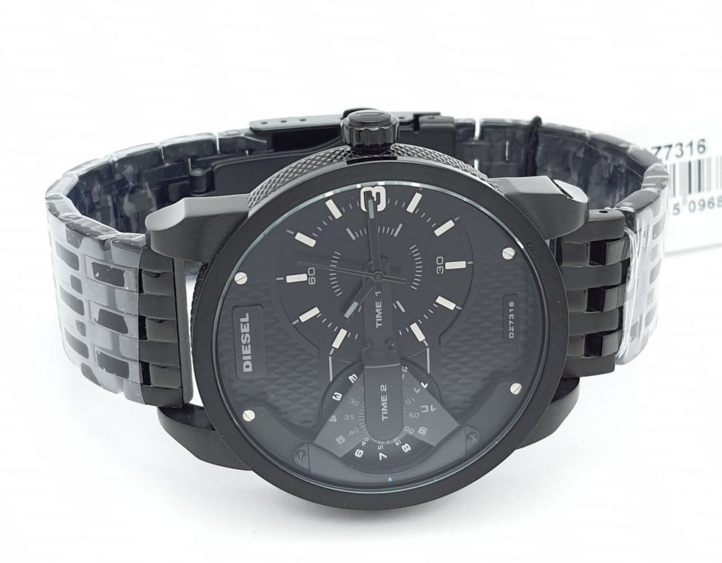 Diesel DZ7316 Mini Daddy Dual Time Men's Watch – Black Dial & Black Stainless Steel Strap