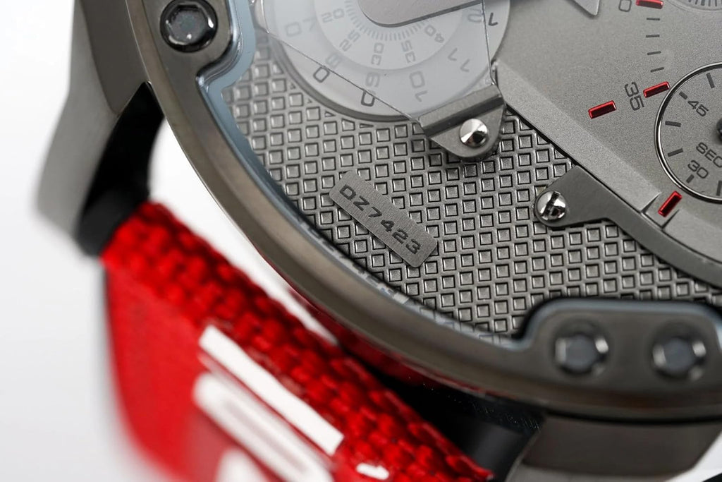 Diesel DZ7423 Mr. Daddy 2.0 Chronograph Men's Watch – Grey Dial & Red Rubber Strap