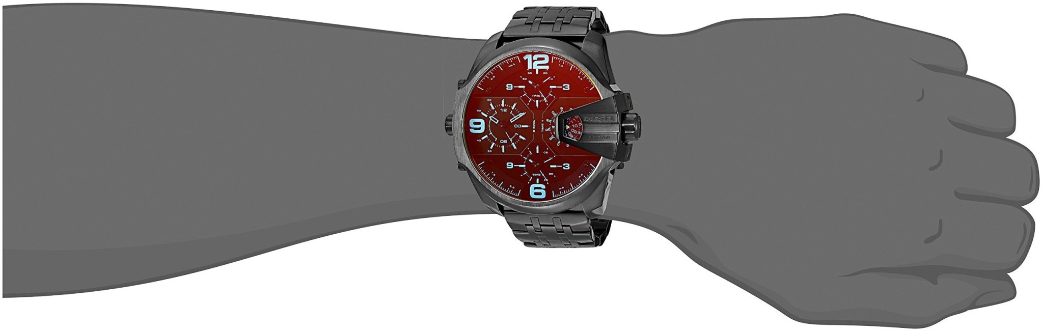 Diesel DZ7373 Uber Chief Chronograph Men's Watch – Red Dial & Black Steel Strap