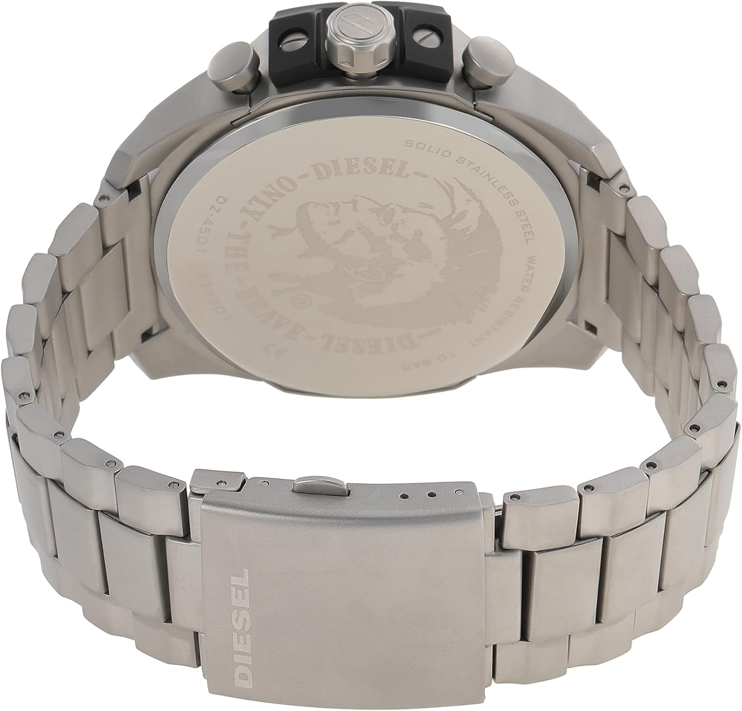 Diesel DZ4501 Mega Chief Chronograph Men's Watch – Silver Dial & Silver Stainless Steel Strap