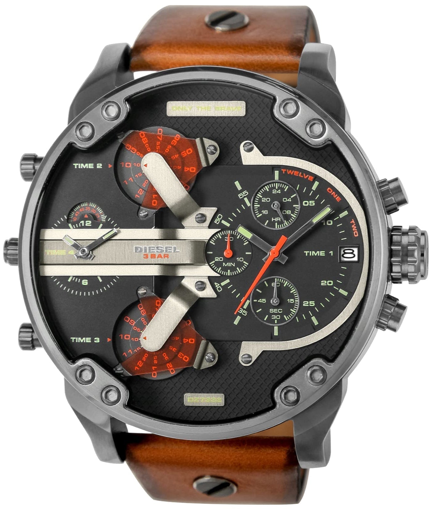 Diesel DZ7332 Mr. Daddy 2.0 Chronograph Men's Watch – Black Dial & Brown Leather Strap