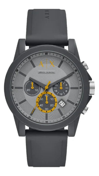Armani Exchange Outerbanks AX7123 Men's Chronograph Watch – Grey Dial with Grey Silicone Strap