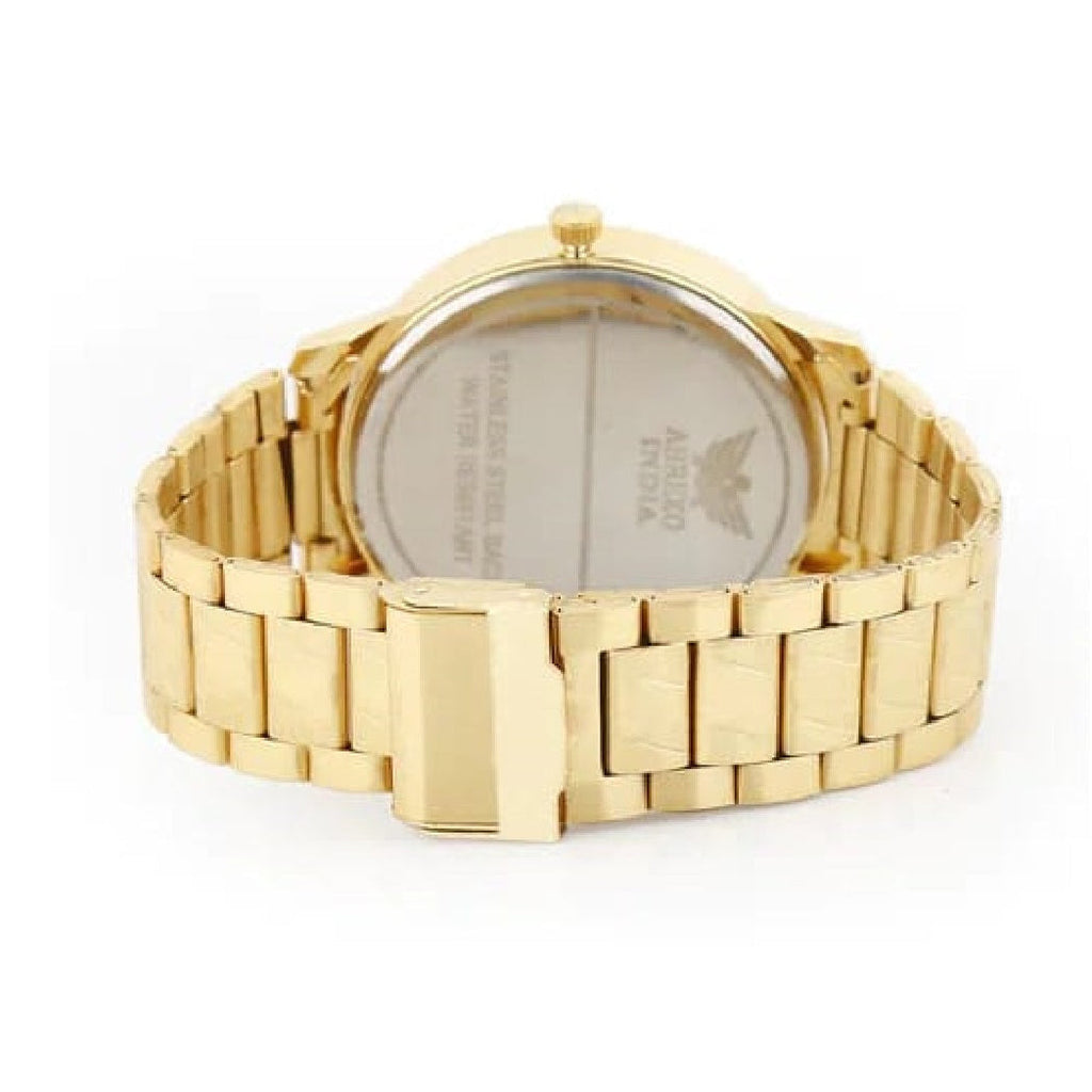 Armani Exchange Cayde AX2707 Men's Analog Watch – Gold Dial with Coordinated Gold Stainless Steel Strap