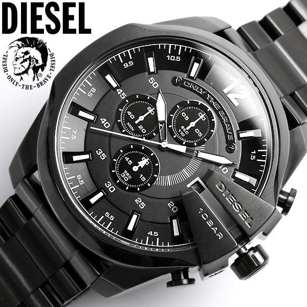 Diesel DZ4283 Mega Chief Chronograph Men's Watch – Black Dial & Black Steel Strap