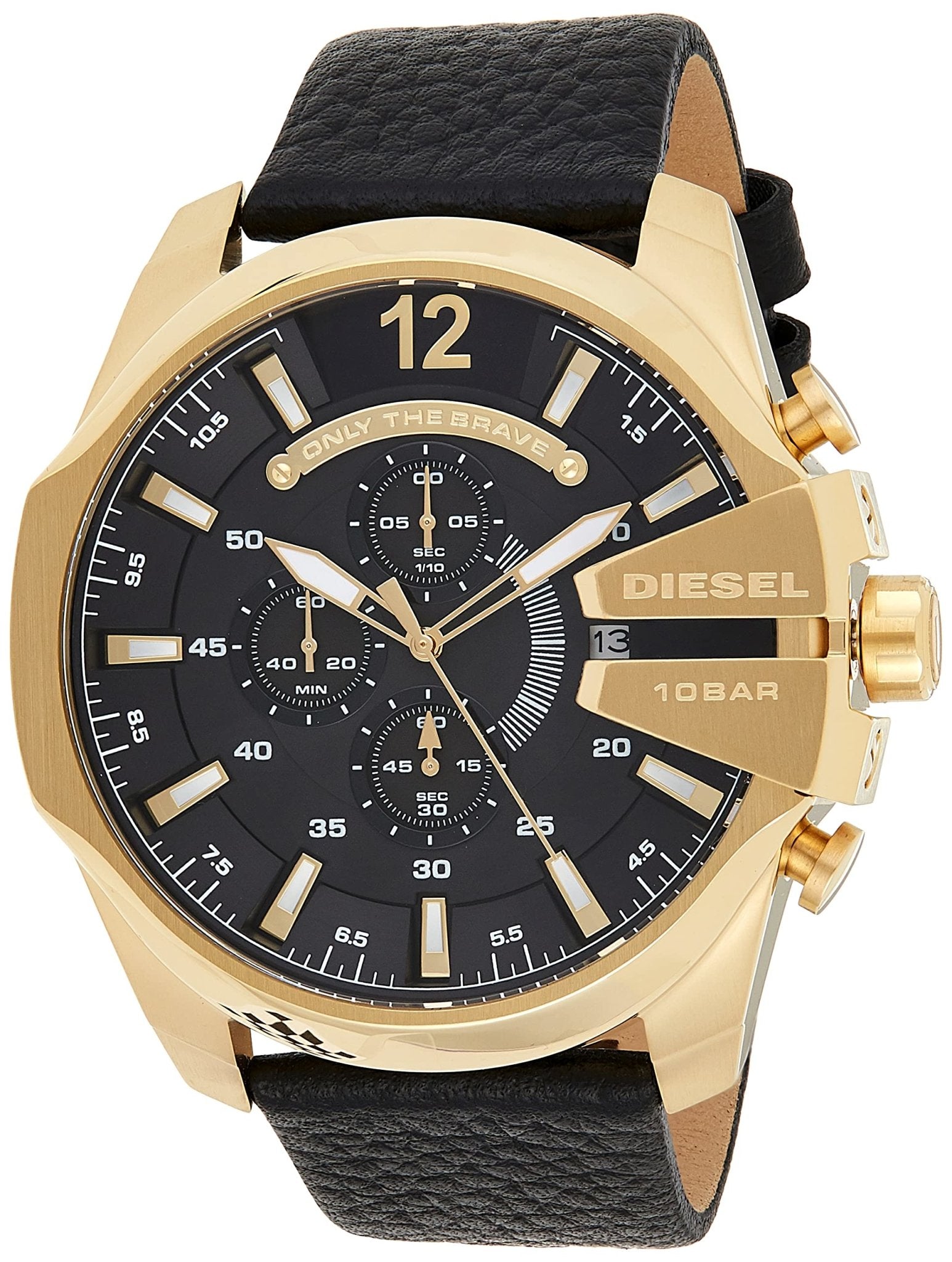 Diesel DZ4344 Mega Chief Chronograph Men's Watch – Black Dial & Black Leather Strap