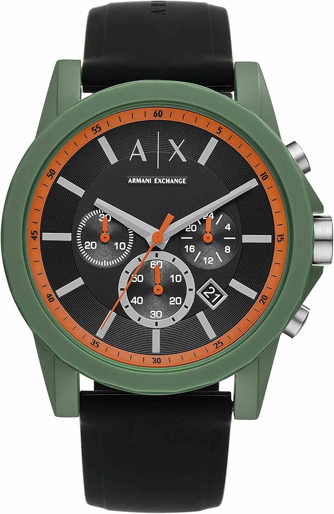 Armani Exchange Outerbanks AX1348 Men's Chronograph Watch – Black Dial with Black Silicone Strap