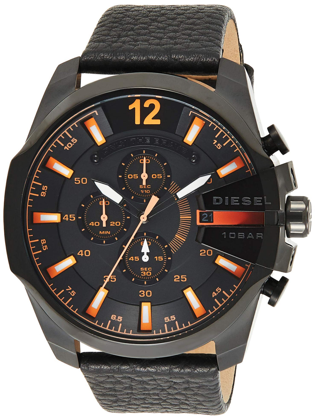Diesel DZ4291 Mega Chief Chronograph Men's Watch – Black Dial & Black Leather Strap