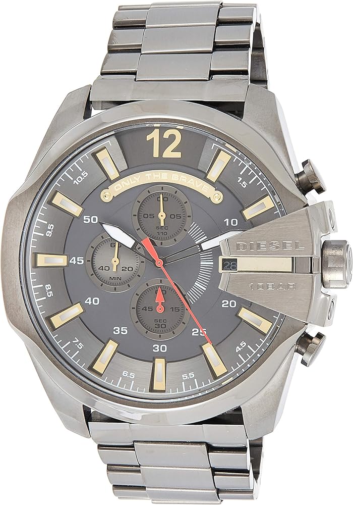 Diesel DZ4479 Mega Chief Chronograph Men's Watch – Grey Dial & Black Stainless Steel Strap