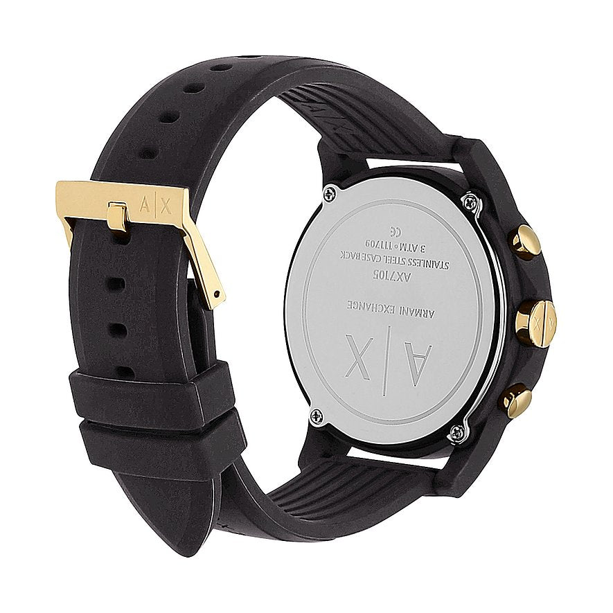 Armani Exchange Outerbanks AX7105 Men's Chronograph Watch – Black Dial with Black Stainless Steel Strap