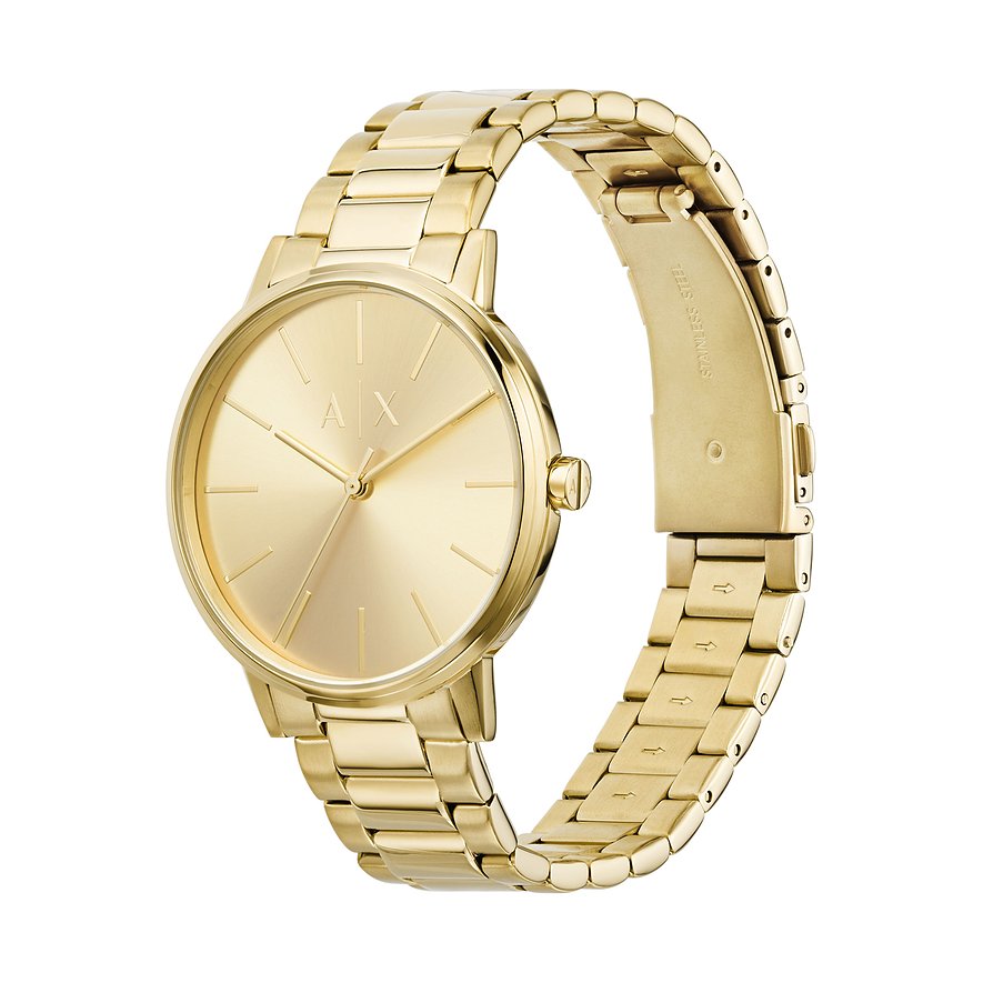 Armani Exchange Cayde AX2707 Men's Analog Watch – Gold Dial with Coordinated Gold Stainless Steel Strap