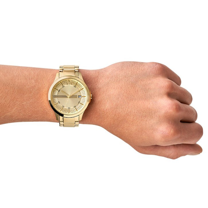 Armani Exchange Hampton AX2415 Men's Chronograph – Gold Dial with Matching Gold-Tone Stainless Steel Bracelet