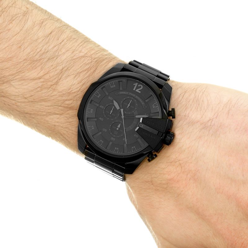 Diesel DZ4355 Mega Chief Chronograph Men's Watch – Black Dial & Black Stainless Steel Strap