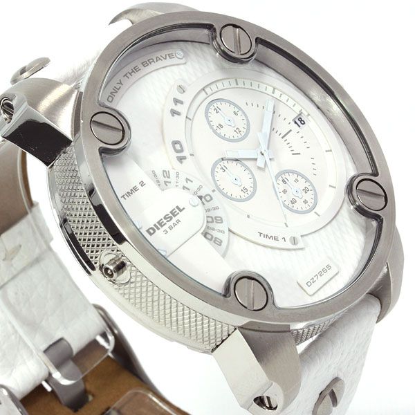 Diesel DZ7265 Badass Chronograph Men's Watch – White Dial & White Leather Strap