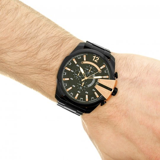 Diesel DZ4309 Mega Chief Chronograph Men's Watch – Black Dial & Black Stainless Steel Strap