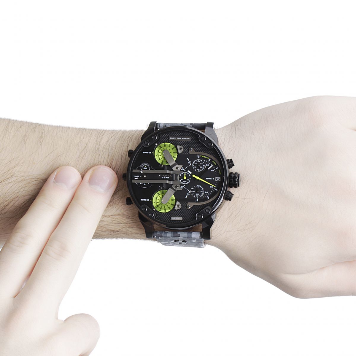 Diesel DZ7311 Big Daddy Chronograph Men's Watch – Black Dial & Black Leather Strap