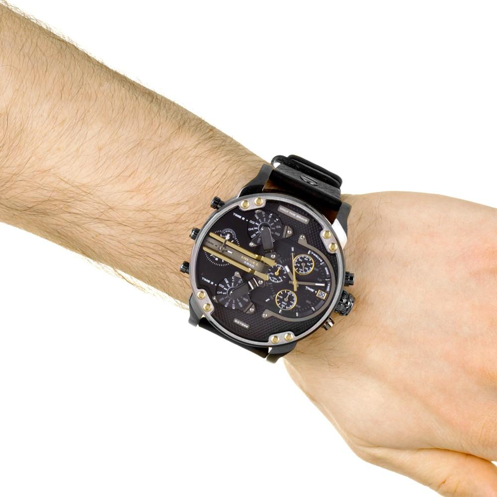 Diesel DZ7348 Mr. Daddy 2.0 Chronograph Men's Watch – Black Dial & Black Leather Strap