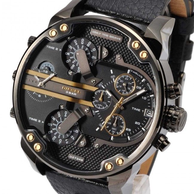 Diesel DZ7348 Mr. Daddy 2.0 Chronograph Men's Watch – Black Dial & Black Leather Strap