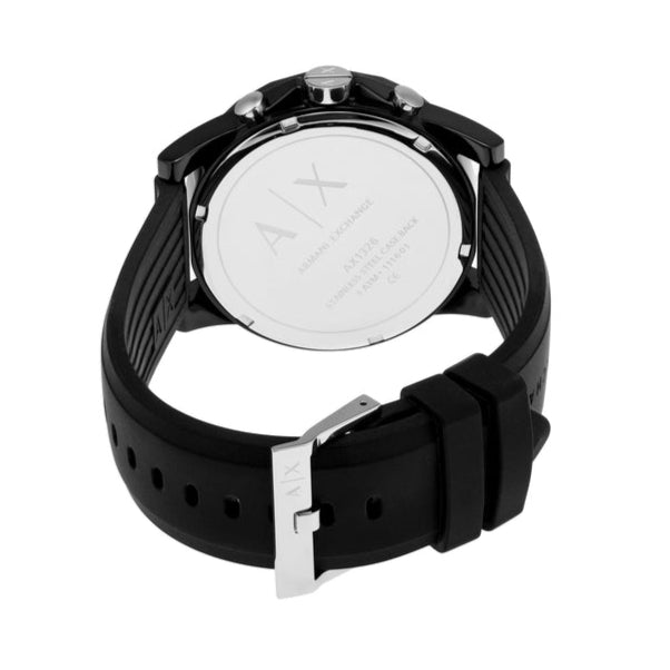 Armani Exchange Outerbanks AX1326 Men's Chronograph Watch – Black Dial with Black Silicone Strap