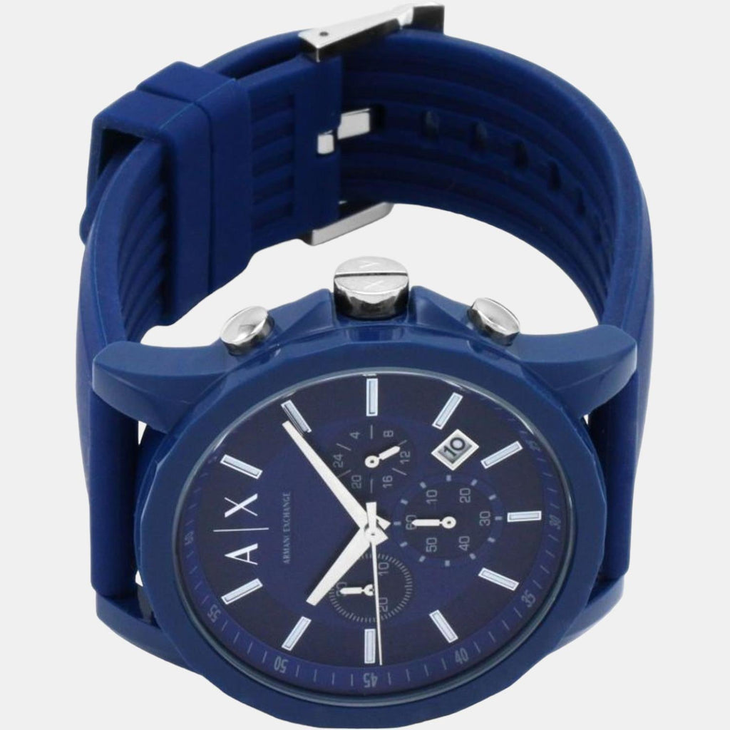 Men's Armani Exchange Outerbanks Chronograph Watch AX1327 – Blue Dial with Blue Silicone Strap