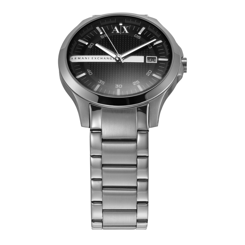 Armani Exchange Hampton AX2103 Men's Chronograph Watch – Black Dial with Silver-Tone Stainless Steel Strap