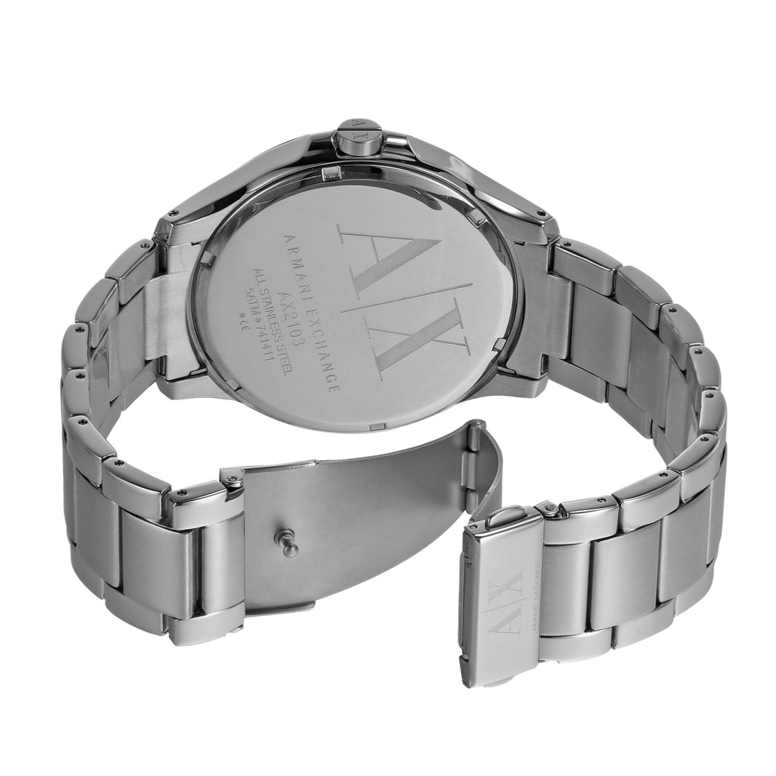 Armani Exchange Hampton AX2103 Men's Chronograph Watch – Black Dial with Silver-Tone Stainless Steel Strap
