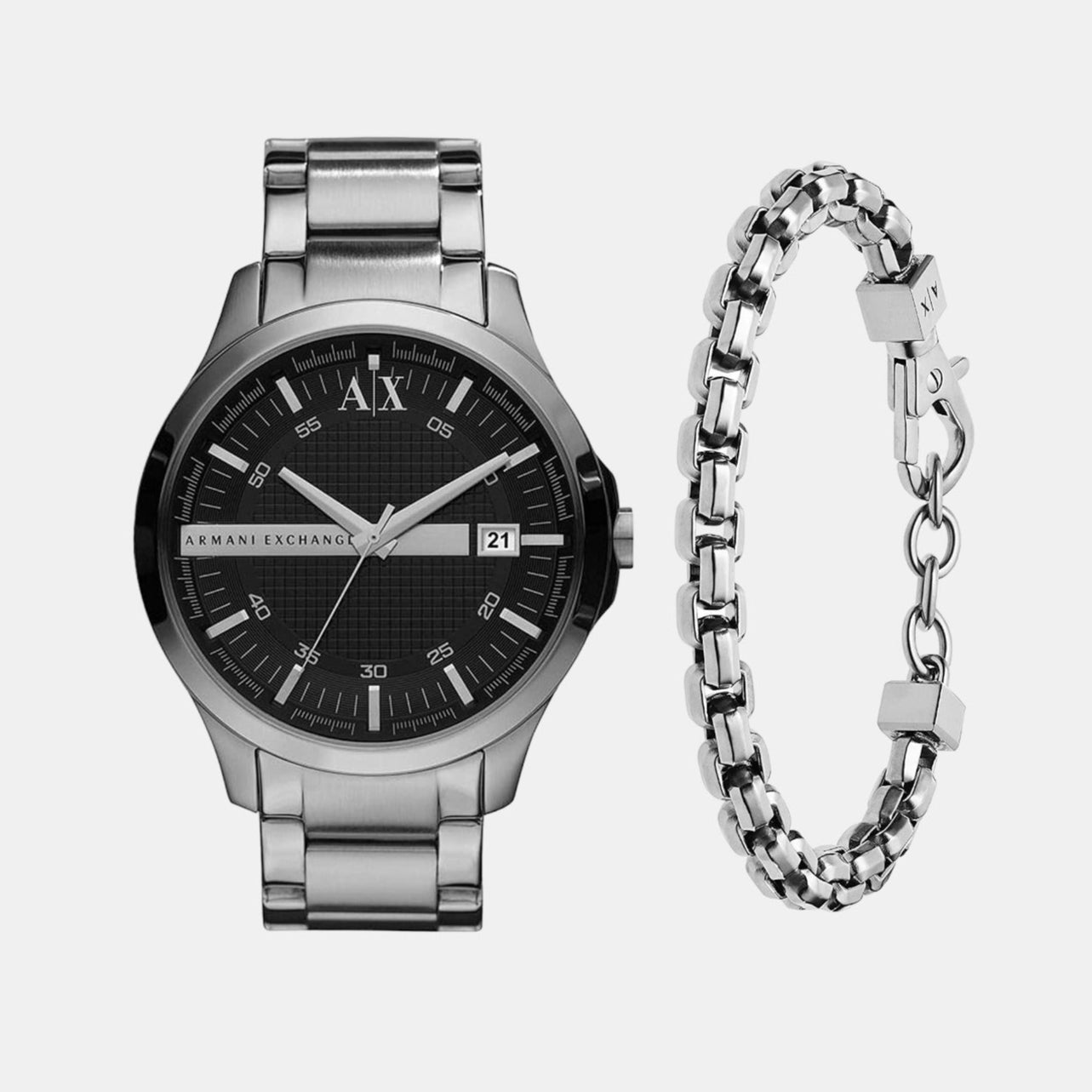 Armani Exchange Hampton AX2103 Men's Chronograph Watch – Black Dial with Silver-Tone Stainless Steel Strap